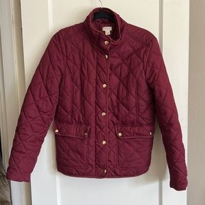J. Crew Red Quilted Puffer Jacket